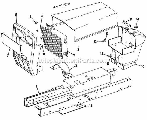 Hood, Grille & Frame Diagram and Parts List for 122  Cub Cadet Lawn Tractor